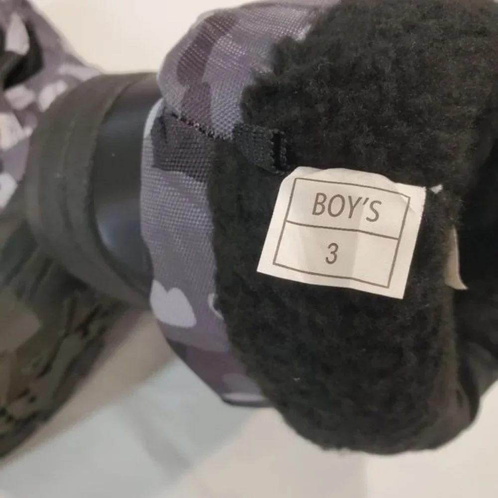 Kids Camo Snow Boots Faux Sude Lining Size 3
